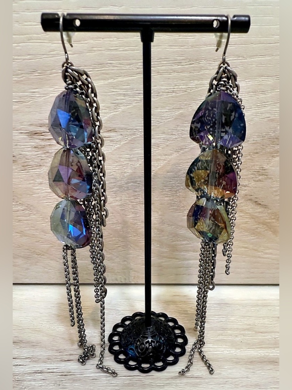 Gorgeous Grayling Statement AB Crystal earrings Bridal Wedding dangle OOAK WOW😍